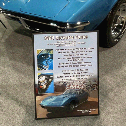68 Corvette Show Board