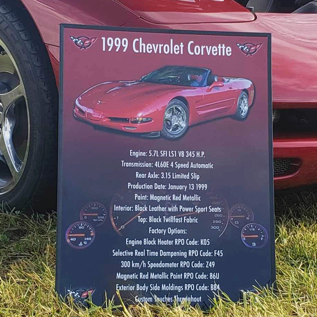 Chevy Corvette Car Show Board